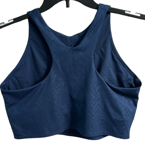 Athleta Conscious Crop Embossed Sports Bra Navy Blue Size Large - Picture 13 of 15